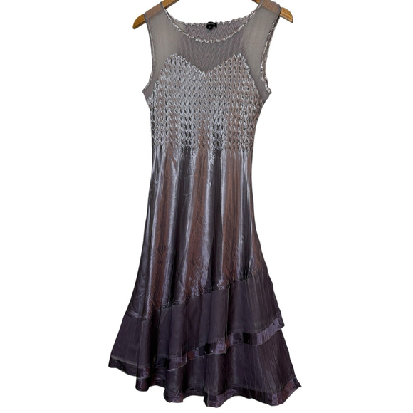 Komarov Charmeuse Chiffon Dress Iridescent Purple A-Line Sleeveless Size S - Picture 6 of 12